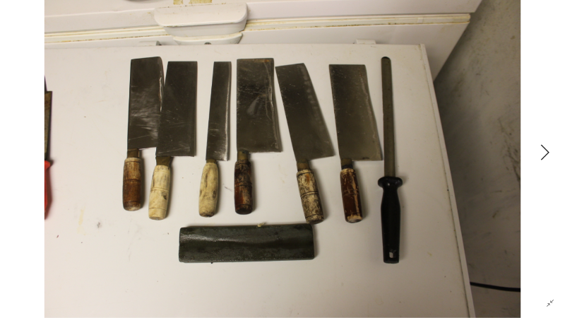 lot 1811 image: Lot of Meat Cleavers and Sharpening Stick