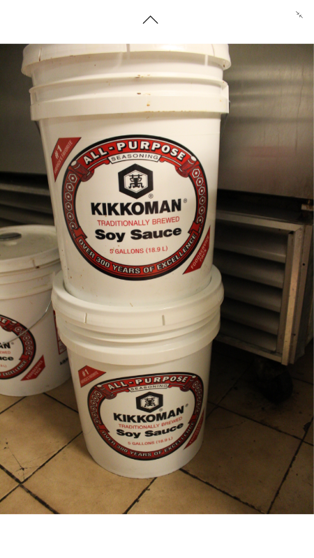 lot 1814 image: Kikkoman Soy Sauce 5 gal Buckets1 Container is only 12 Full