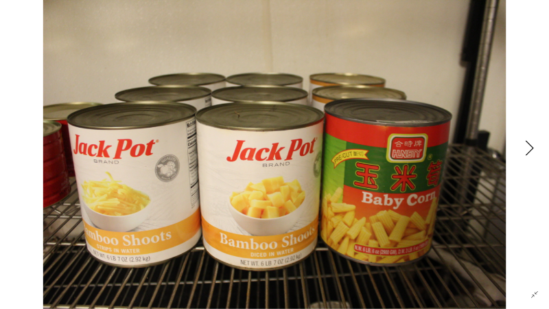 lot 1827 image: Commercial Cans Bamboo Shoots and Baby Corn
