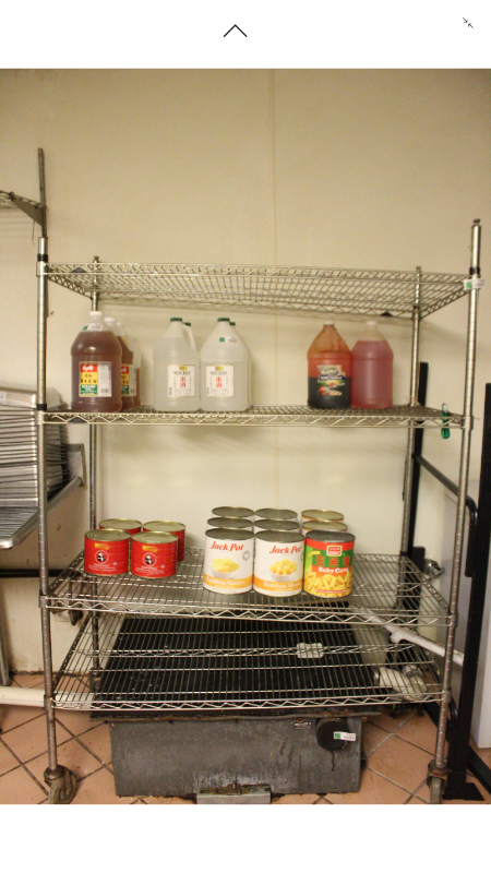 lot 1826 image: Rolling Metro Four Shelf Rack Contents Not Included