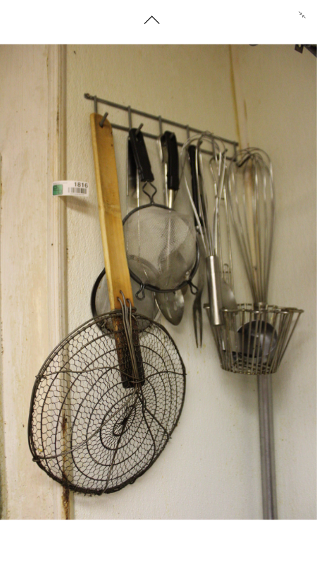 lot 1816 image: Handled Strainers and Handing Rack