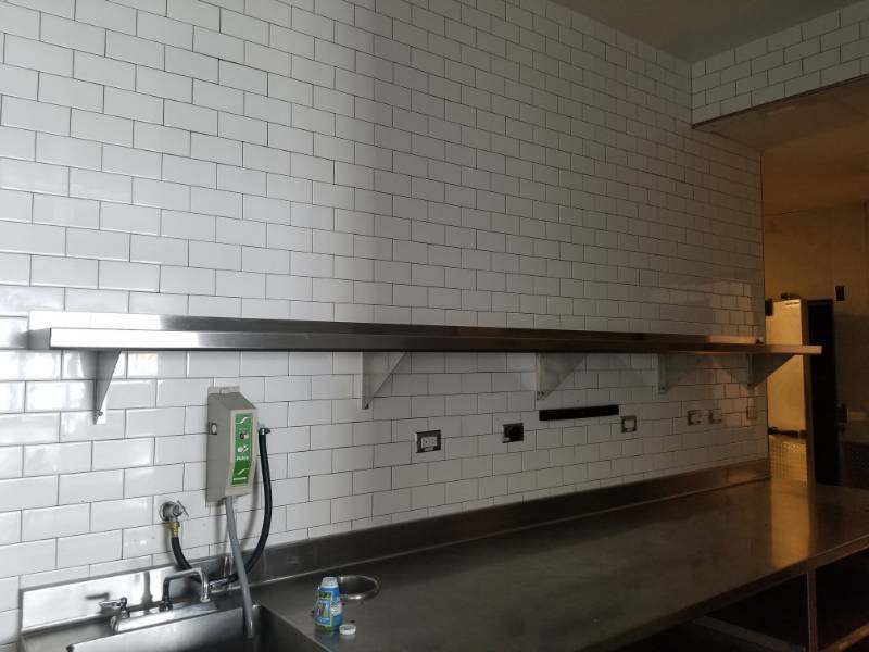 lot 2593 image: Wall Mount Stainless Steel Shelf