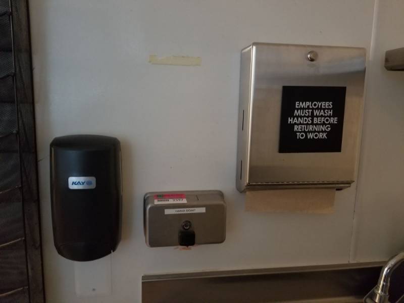 lot 2597 image: Paper Towel Holder, Hand Soap Dispenser and Sanitizer Unit