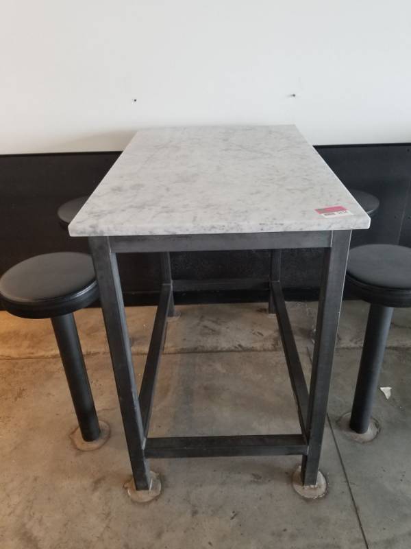 lot 2637 image: Metal And Stone High Top Table
