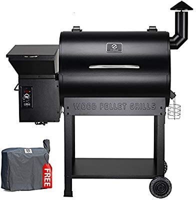 lot 1042 image: Z Grills ZPG-7002 Wood Pellet Grill & Smoker, 8 in 1 BBQ Grill Auto Temperature Control, 700 sq inch Cooking Area, Black