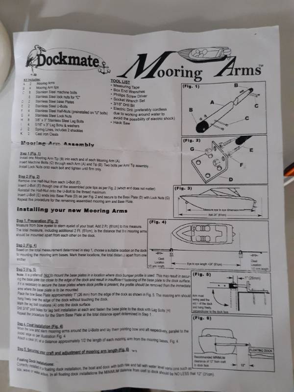 lot 3683 image: Dockmate Mooring Arms