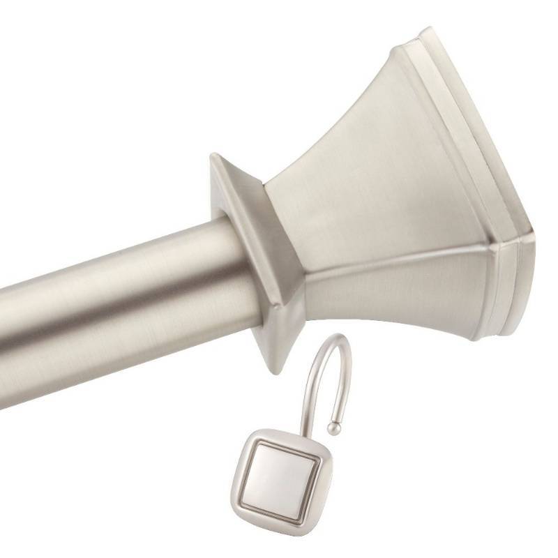 lot 3731 image: Square Decorative Shower Rod and Hooks Set Bedding