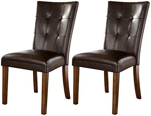 lot 3758 image: Ashley Furniture Signature Design - Lacey Dining Side Chair - Set of 2 - Medium Brown Finish