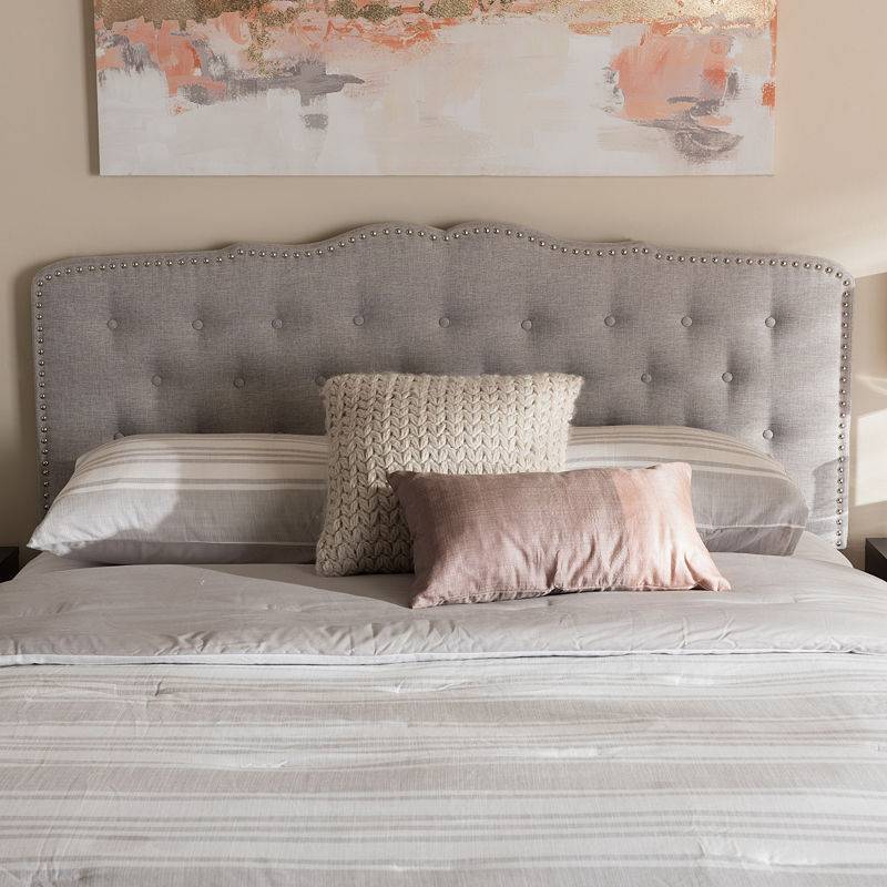 lot 3765 image: Lucy Modern and Contemporary Fabric Headboard - King - Greyish Beige - Baxton Studio, Beige Gray