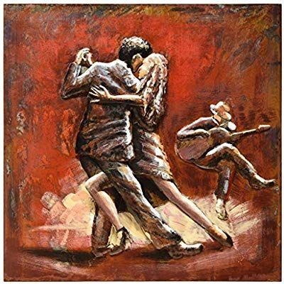 lot 9791 image: Empire Art Direct Romantic Dance Metal, Hand Painted Primo Mixed Media Iron Sculpture, Decor,Ready to Hang,Living Room, Bedroom �� Office 3D Wall Art, 40 in. x 2.4 in. x 40 in. in, Multicolor