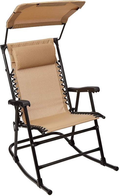 lot 9808 image: AmazonBasics Foldable Rocking Chair with Canopy - Beige