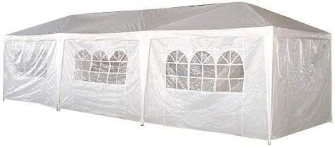 lot 9821 image: Palm Springs 10 x 30 Foot White Party Tent Gazebo Canopy with Sidewalls