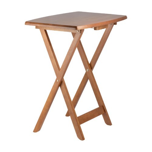 lot 9848 image: Winsome Wood Dylan 5-Piece Oversize Snack Table Set, Teak Finish
