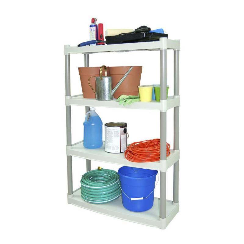 lot 9853 image: Plano 4-Shelf Storage Unit, Light Taupe
