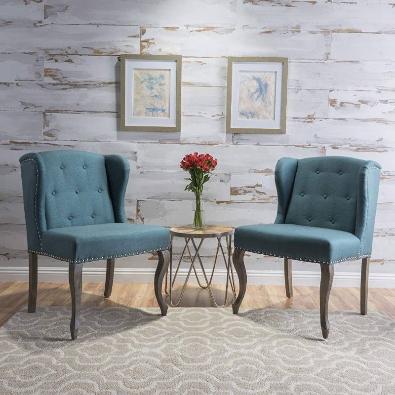 lot 9859 image: Christopher Knight Home Asheville Dark Teal Fabric Chair