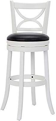 lot 9861 image: Ball & Cast Jayden Hardwood Bar-Height Swivel Bar Stool with Faux-Leather Upholstery, 29-Inch, Farmhouse White