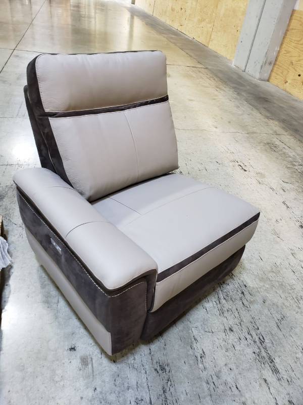 lot 9870 image: Left Side Power Reclining Chair With USB Port, Taupe Gray