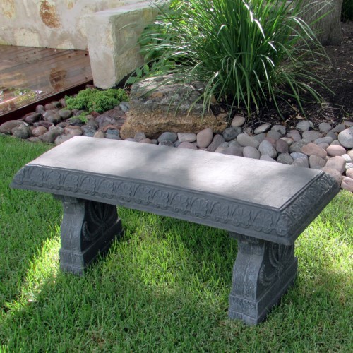 lot 9878 image: Exaco Endura Clay Garden Bench - Charcoal Gray