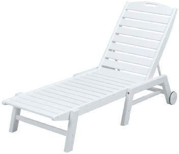 lot 9880 image: POLYWOOD NAW2280WH Nautical Wheeled Chaise, Stackable, White