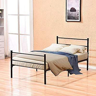 lot 9904 image: Metal Twin Bed Frame,4HOMART Bed Frames Twin Adults Kids Bed with Headboard and Footboard and 6 Legs Black Platform Bed,No Box Spring ox Spring
