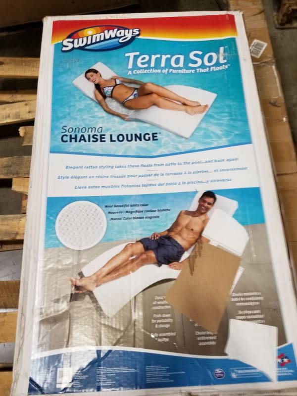 lot 9907 image: Swimways Portable Terra Sol Sonoma Chaise Poolside And Floating Lounge, White
