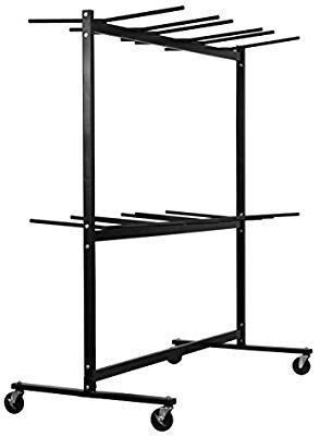 lot 9941 image: AdirOffice Two Tier Folding Chair Cart- Hanging Foldable Seats Wheeled Carrier - Steel Body Truck With Locking Swivel Caster Wheels - Up To 1000 Lbs Weight Capacit