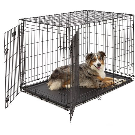 lot 9945 image: Midwest iCrate Double-Door Folding Metal Dog Crate, 42 Inches by 28 Inches by 30 Inches