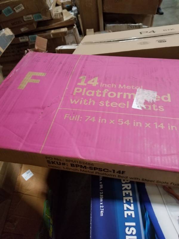 lot 9974 image: Best Price Mattress Full Bed Frame - 14 Inch Metal Platform Beds Wheavy Duty No