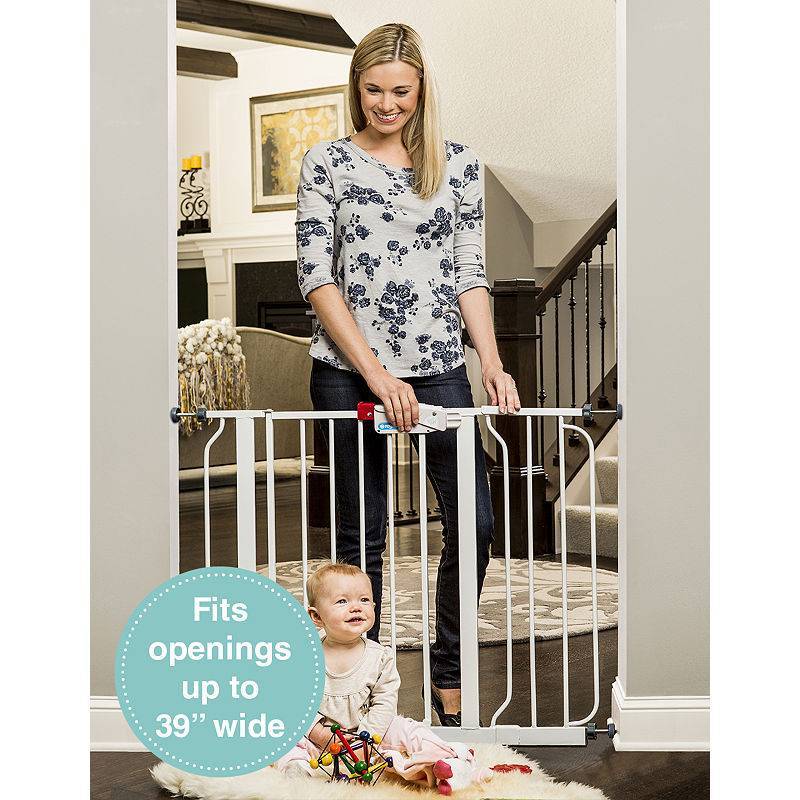 lot 9994 image: Regalo Easy Step Walk Thru Gate, White, Pressure Mount