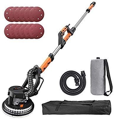 lot 3791 image: TACKLIFE Drywall Sander, 6.7A(800W), Automatic Vacuum System Enable 98% Dust Absorption, 12 Sanding Discs, Variable Speed 500-1800 RPM Electric Drywall Sander