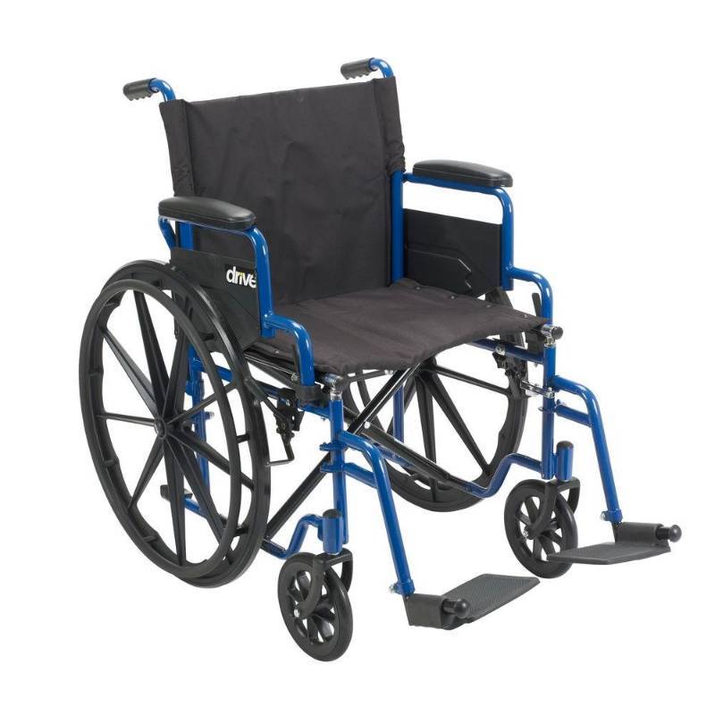 lot 3813 image: Drive Medical Blue Streak Wheelchair with Flip Back Desk Arms