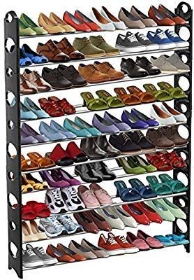 lot 3822 image: GPCT Stackable 50 Pair Shoe Rack (Up to 10 Stack-able Shelves, Adjustable for Different Shoe Sizes, Free Up Closet or Floor Space)