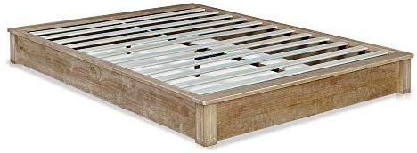 lot 3828 image: MUSEHOMEINC California Rustic Solid Wood Platform Bed Low-Profile Style with Wooden Slats SupportNo Boxspring Needed,Beige Finish,Queen