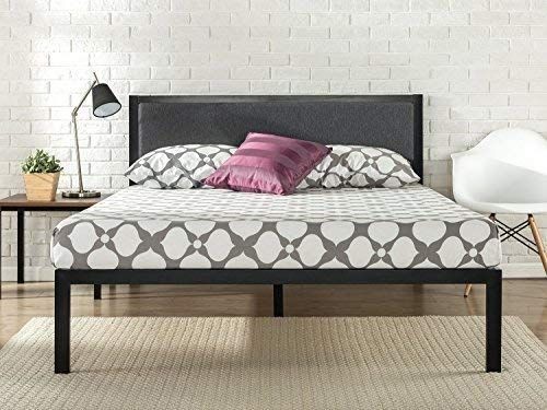 lot 3830 image: Zinus Korey 14 Inch Platform Metal Bed Frame with Upholstered Headboard  Mattress Foundation  Wood Slat Support, Full AmazonsChoicefor  14 inch Platform Bed with upholstere