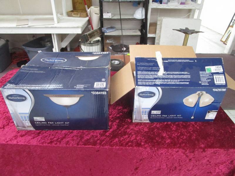 lot 1852 image: Two Ceiling Fan Light Kits by Harbor Breeze