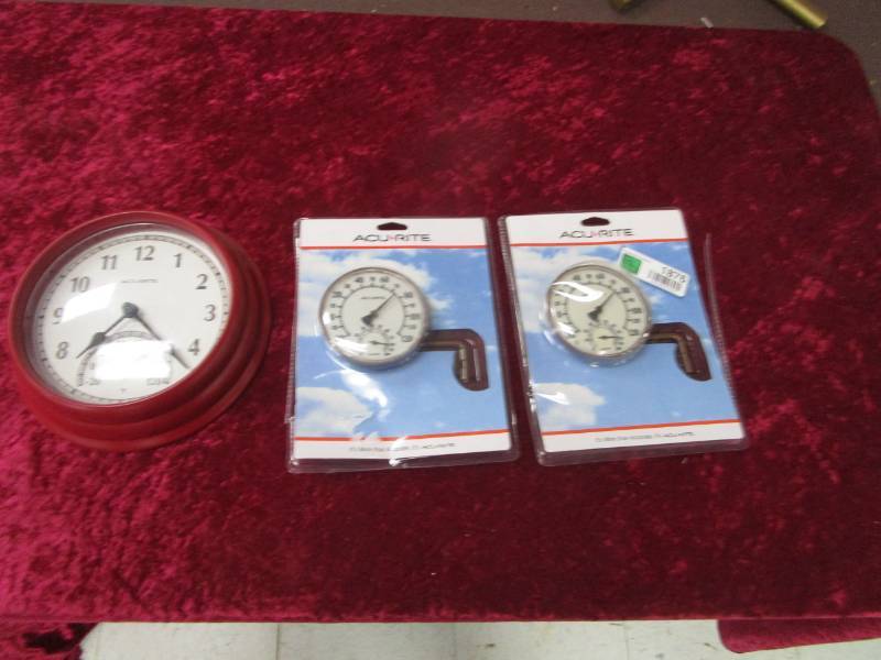 lot 1876 image: Acurite Temperature Guages and Clock
