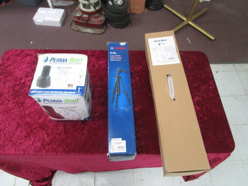 lot 1886 image: Universal J Antenna Mount, Bosch BT 150 Compact Tripod, Perma-Boot High Performance Roof Flashing