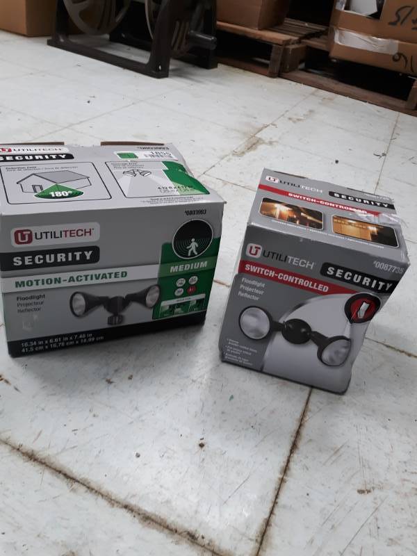 lot 1855 image: Utilitech Security Light Fixtures Motion activated and Switch controlled