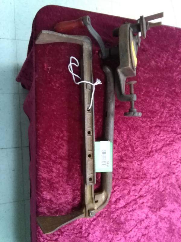 lot 5464 image: Vintage Brick Mover Tool and Antique Tabletop Hand Grinder