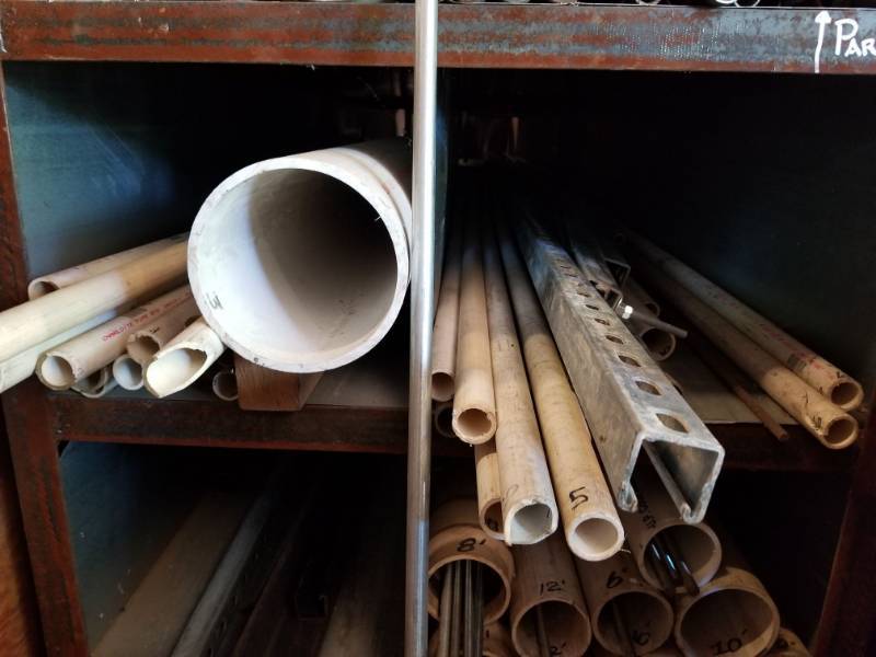 lot 2696 image: Shelf of PVC Pipe Various Sizes