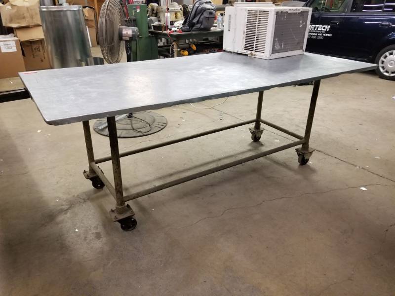 lot 2757 image: Metal Rolling Work Table