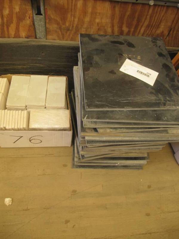 lot 2278 image: Black marble tiles, light fixtures, glass shades, hanging light fixture