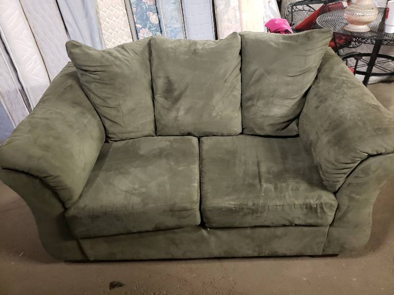 Nice Light Olive Green Microfiber Love Seat King Size Bed