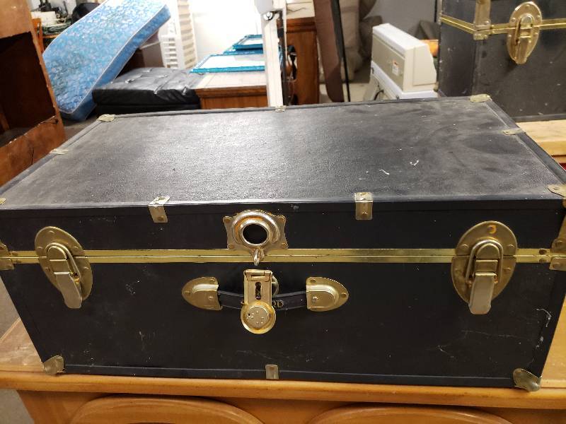 lot 14884 image: Black Storage Trunk with key