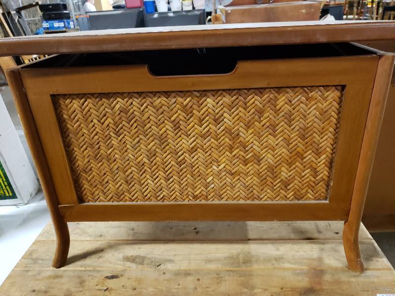 lot 14897 image: WoodenWicker Storage Bin