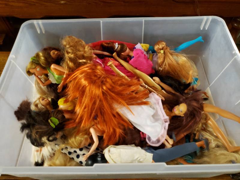 lot 14907 image: Huge Tote Full Of Barbie Dolls and More