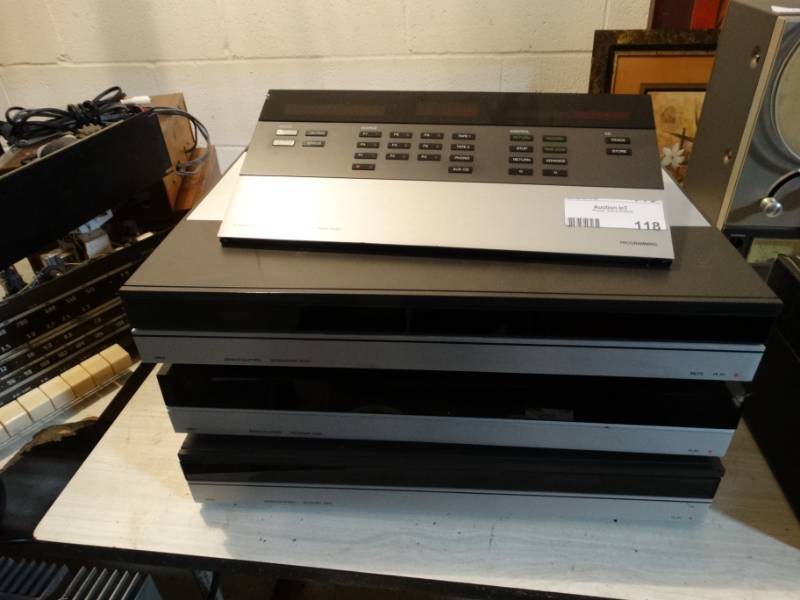 lot 118 image: Bang & Olsen master control panel 5000 and B&O beomaster 5000, beogram 5000, beocord 5000.