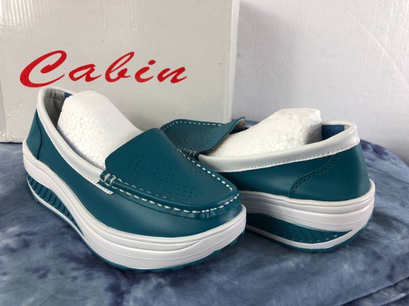 lot 1017 image: CALIN WEDGE SLIPING SHOES (BLUE) (SIZE 5)