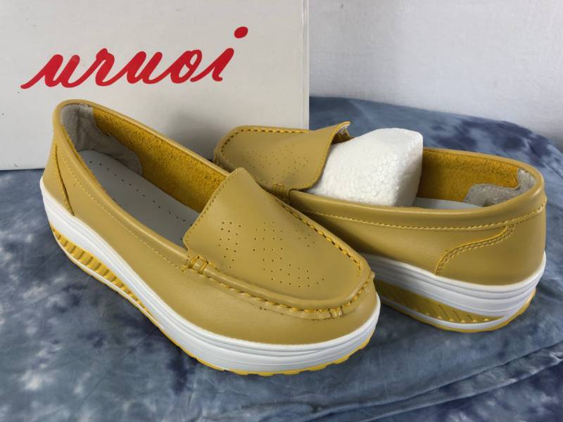 lot 1025 image: CALIN WEDGE SLIPING SHOES (YELLOW) (SIZE 6)