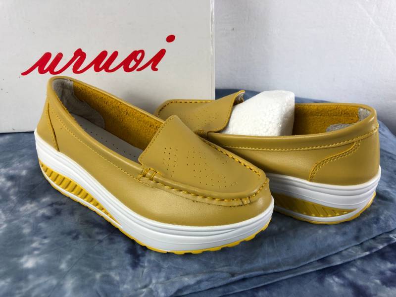 lot 1026 image: CALIN WEDGE SLIPING SHOES (YELLOW) (SIZE 6)